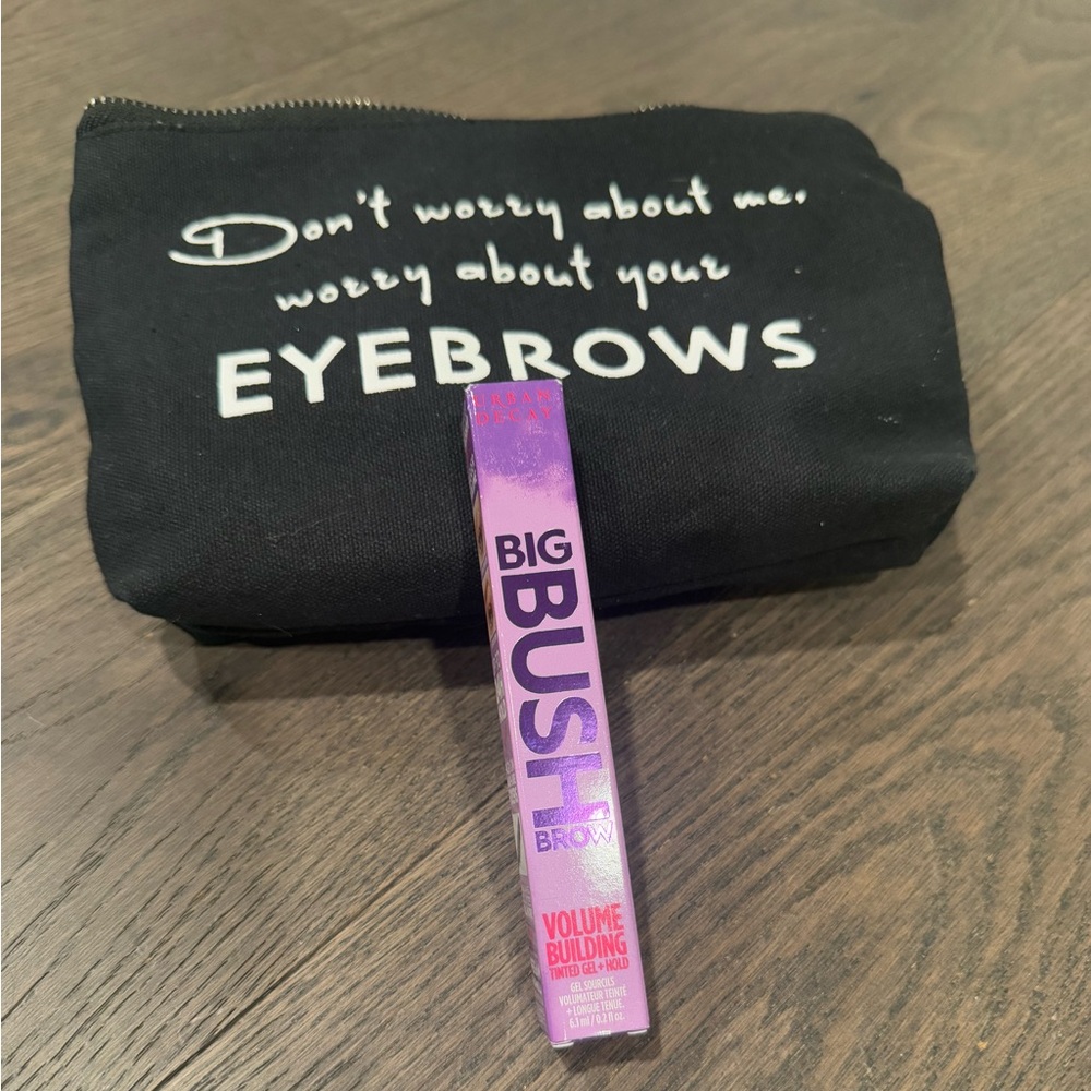 Urban Decay Big Bush Brow Volume Building Gel with Black Eyebrow Cosmetic Pouch